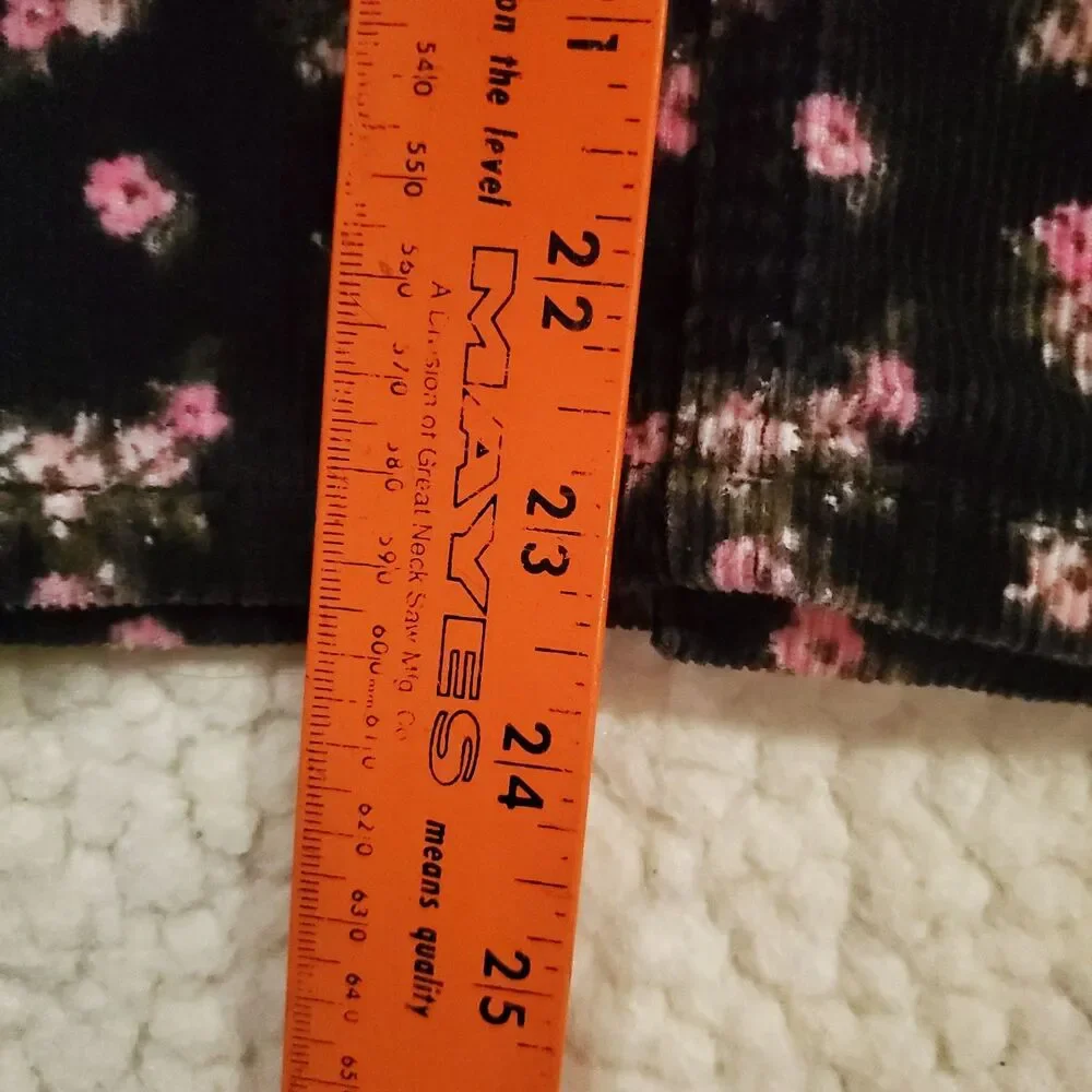 The Children's Place Girls Corduroy Jumper Dress Sz 10 Black Pink Floral Overall